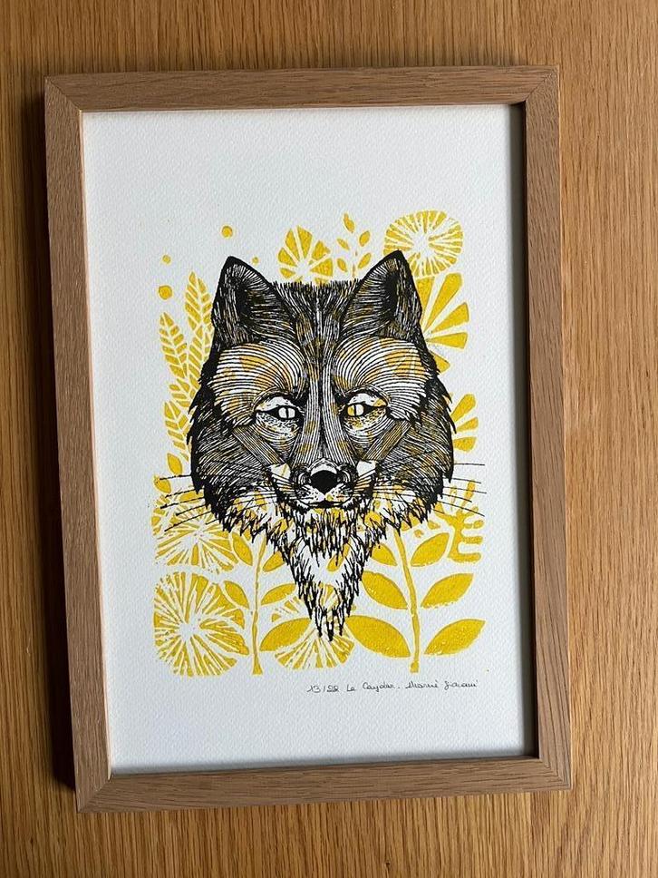 Handgeschilderde afbeelding van een wolf, Huis en Inrichting, Woonaccessoires | Schilderijen, Tekeningen en Foto's, Nieuw, Schilderij