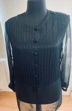 Zwarte blouse subtiel gestreept & transparante mouwen 46, Kleding | Dames, Blouses en Tunieken, Zwart, Maat 46/48 (XL) of groter