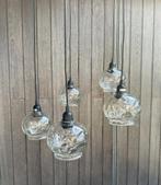 Vijf Vintage Lampenbollen of cilindervormen met Plafondplaat, Ophalen, Gebruikt, Glas, Minder dan 50 cm