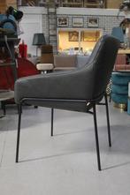 Luxe eetkamerstoelen Jess Design leer zwart armleuningen, Huis en Inrichting, Ophalen, Zwart, Nieuw, Metaal