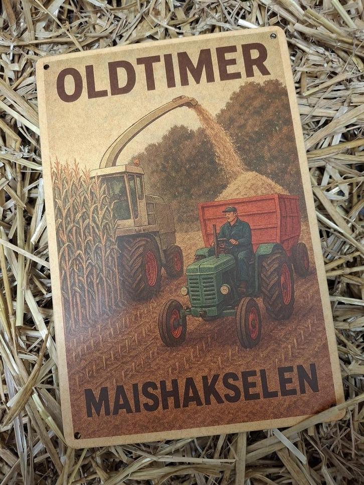 Oldtimer Maishakselen metalen wandbord., Huis en Inrichting, Woonaccessoires | Wanddecoraties, Zo goed als nieuw, Ophalen of Verzenden