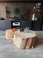 2 x Boomstam tafels salontafel bijzettafel, Huis en Inrichting, Tafels | Salontafels, Ophalen, 100 tot 150 cm, Rond, 50 tot 100 cm