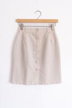 Vintage Beige Katoen Linnen Kokerrok Maat S, Beige, Ophalen of Verzenden, Zo goed als nieuw, Vintage
