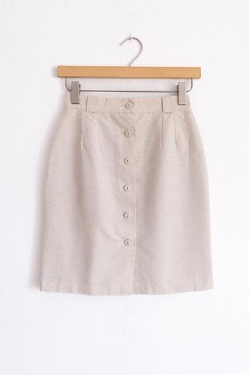 Vintage Beige Katoen Linnen Kokerrok Maat S beschikbaar voor biedingen