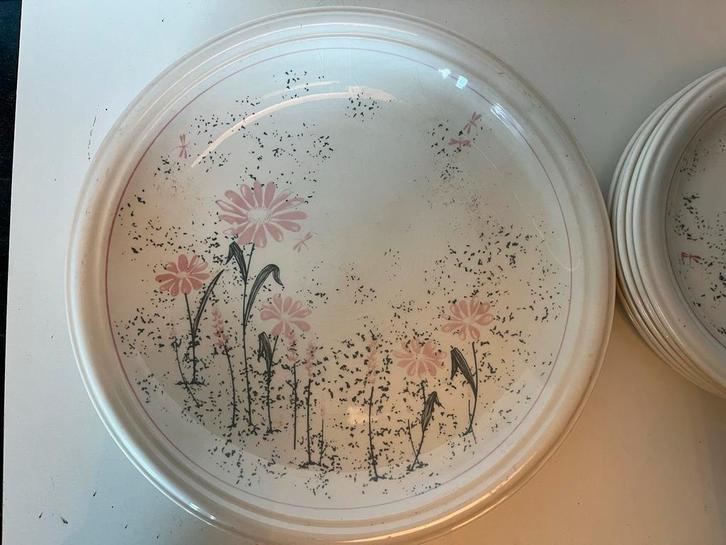 Servies Setje Roze Bloemen - John Tams Banquet, Huis en Inrichting, Keuken | Servies, Zo goed als nieuw, Bord(en), Overige stijlen