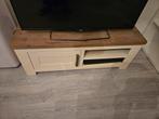 TV-Dressoir Lizzano, 11545, wit met acacia bovenblad, Huis en Inrichting, Kasten | Dressoirs, Ophalen of Verzenden, Zo goed als nieuw