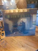 Schilderij van vrouw bij de open haard henk van langen, Ophalen of Verzenden