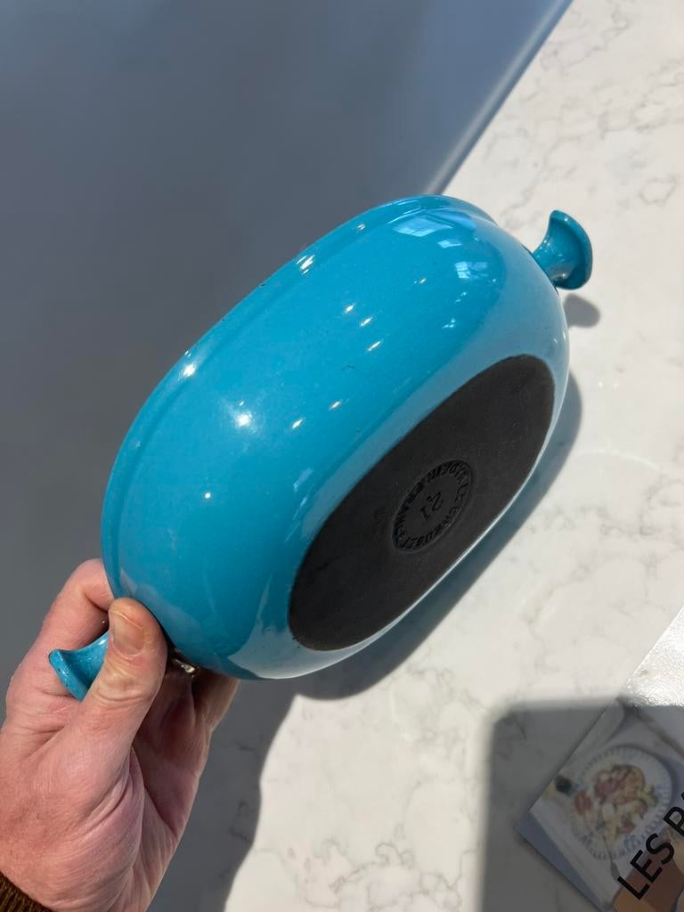 Le Creuset La Mama ovenschaal 21 cm in turquoise, Gietijzer, Overige typen, Ophalen of Verzenden, Zo goed als nieuw
