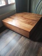 Salontafel masief hout 2 lades op wielen, Ophalen, 100 tot 150 cm, 50 tot 100 cm, Zo goed als nieuw