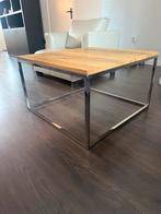 Houten salontafel met metalen frame - 79x79cm, Ophalen, Gebruikt, Vierkant, 50 tot 100 cm