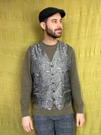 Vintage gilet / waistcoat / grijs / zilver / print / maat 52, Kleding | Heren, Kostuums en Colberts, Maat 52/54 (L), Overige kleuren