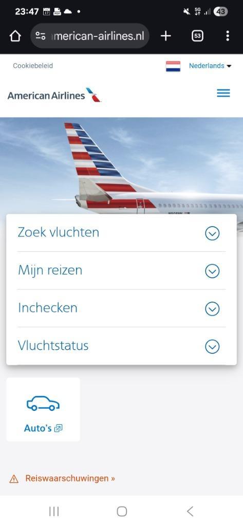 voucher american airlines tegoed 2500 euro, Tickets en Kaartjes, Kortingen en Cadeaubonnen, Eén persoon, Overige typen, Kortingsbon