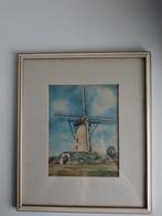 Originele aquarel molen ingelijst circa 1940-1950, Antiek en Kunst, Ophalen