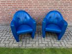 2x Leolux Carabita fauteuils kobalt blauw leer, Ophalen, Zo goed als nieuw, Leolux, 50 tot 75 cm