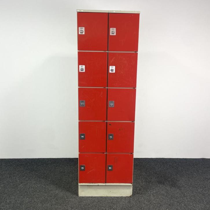 Rode Lockerkast - 10-deurs | 196 x 60 x 50 cm 25438, Huis en Inrichting, Kasten | Ladekasten, Gebruikt, 150 tot 200 cm, 50 tot 100 cm