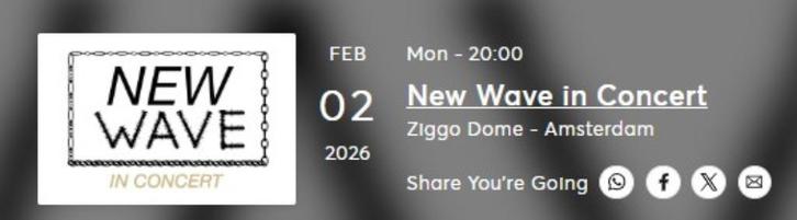 New Wave in Concert | 2 febr 26 | 1x Golden Circle, Tickets en Kaartjes, Concerten | Pop, Eén persoon, Februari
