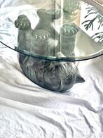 Vintage salontafel beer sculptuur glazen plaat, Ophalen, Gebruikt, Hollywood Regency, Midcentury design,vintage,retro, Minder dan 50 cm