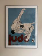 Geweldige vintage poster, affiche, judo, ingelijst 70’s, Verzamelen, Met lijst, Sport, Gebruikt, Ophalen of Verzenden