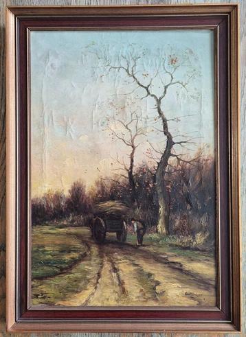Charles Paul Gruppe 1883 – 1914 man met hooi kar.   beschikbaar voor biedingen