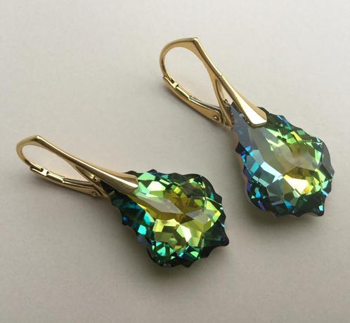 Oorbellen goud zilver Swarovski kristal NIEUW ketting parel, Sieraden, Tassen en Uiterlijk, Oorbellen, Nieuw, Hangers, Goud, Groen
