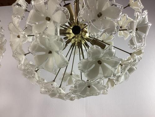 Vintage Bloemen Kroonluchters Set, Huis en Inrichting, Lampen | Kroonluchters, Gebruikt, Glas, Ophalen