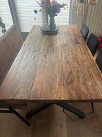 Eetkamerset met tafel, stoelen en bank, Huis en Inrichting, Tafels | Eettafels, Ophalen, Gebruikt, 100 tot 150 cm, Eikenhout