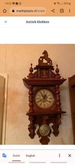 Antique Wooden Pendulum Wall Clock with Horse Carving, Ophalen
