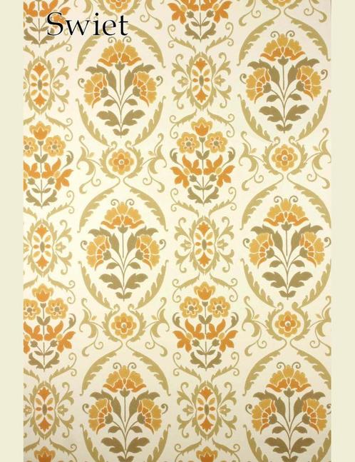 3684 Oker barok retro behang bloemen klassiek vintage swiet, Huis en Inrichting, Stoffering | Behang, Verzenden