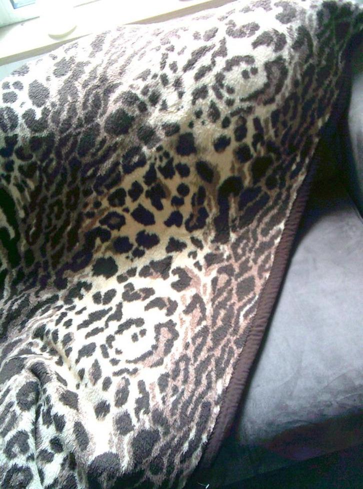 VINTAGE panterprint dralon deken dieren print 160cmx200cm, Huis en Inrichting, Slaapkamer | Beddengoed, Gebruikt, Deken of Dekbed