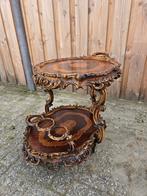 Barok serveerwagen - ingelegde bladen, Ophalen, Zo goed als nieuw, 75 cm of meer, 60 cm of meer