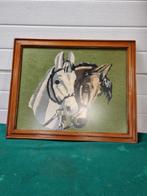 schilderij paarden geborduurd in houten lijst, Ophalen of Verzenden, 'T Olde Gre-j, Info@toldegrej.nl, Endepoelstraat 20f Didam