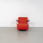 2x Leolux Scylla Fauteuil Laag Oranje Stof/Leer - Chroom, Huis en Inrichting, Metaal, 75 tot 100 cm, Ophalen of Verzenden, Zo goed als nieuw
