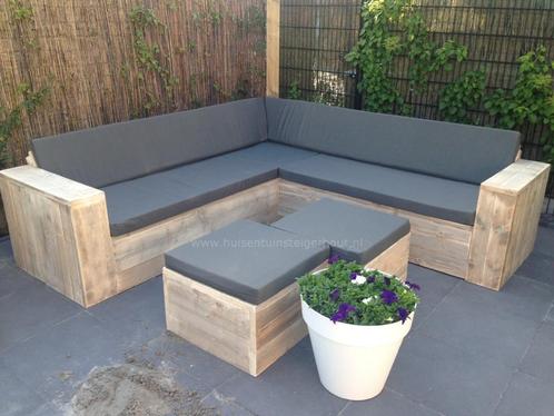 Steigerhout Lounge hoekbank bank SHOWROOM OPEN, Tuin en Terras, Tuinbanken, Nieuw