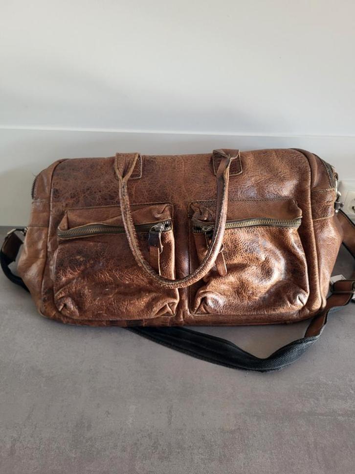 Cowboysbag leren handtas/schooltas, Sieraden, Tassen en Uiterlijk, Tassen | Damestassen, Gebruikt, Handtas, Bruin, Ophalen of Verzenden