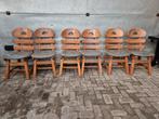 Vintage spanish Fishbone Stoelen - Set van 6, Huis en Inrichting, Stoelen, Ophalen, Gebruikt, Bruin, .