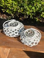 Set van 2 Witte Kaarsenlantaarns, Ophalen, Overige materialen, Wit, Zo goed als nieuw