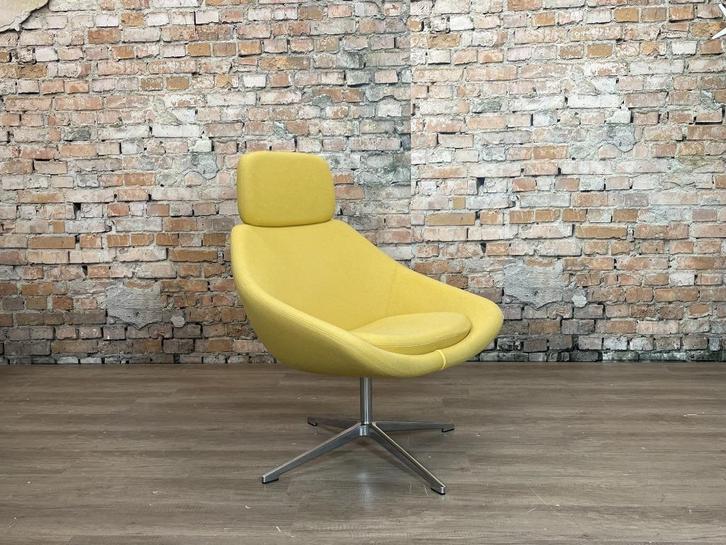 Allermuir Open A641 geel bij theReSales, Huis en Inrichting, Fauteuils, Zo goed als nieuw, Metaal, Stof, 50 tot 75 cm, 75 tot 100 cm
