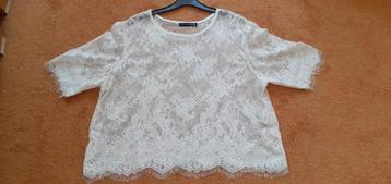 Kanten shirt, creme mt 42,/44 beschikbaar voor biedingen