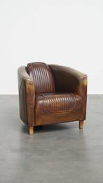 Tijdloze en exclusieve rundleren aviator design fauteuil, Huis en Inrichting, Ophalen, Gebruikt, ., 75 tot 100 cm