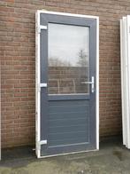 Kunststof deur met kozijn, Doe-het-zelf en Verbouw, Deuren en Horren, 80 tot 100 cm, Gebruikt, Glas, Buitendeur