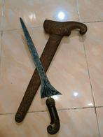 Antieke Keris Madura Brojol Pamor Dwiwarna Sawo Hout SVD87, Verzenden