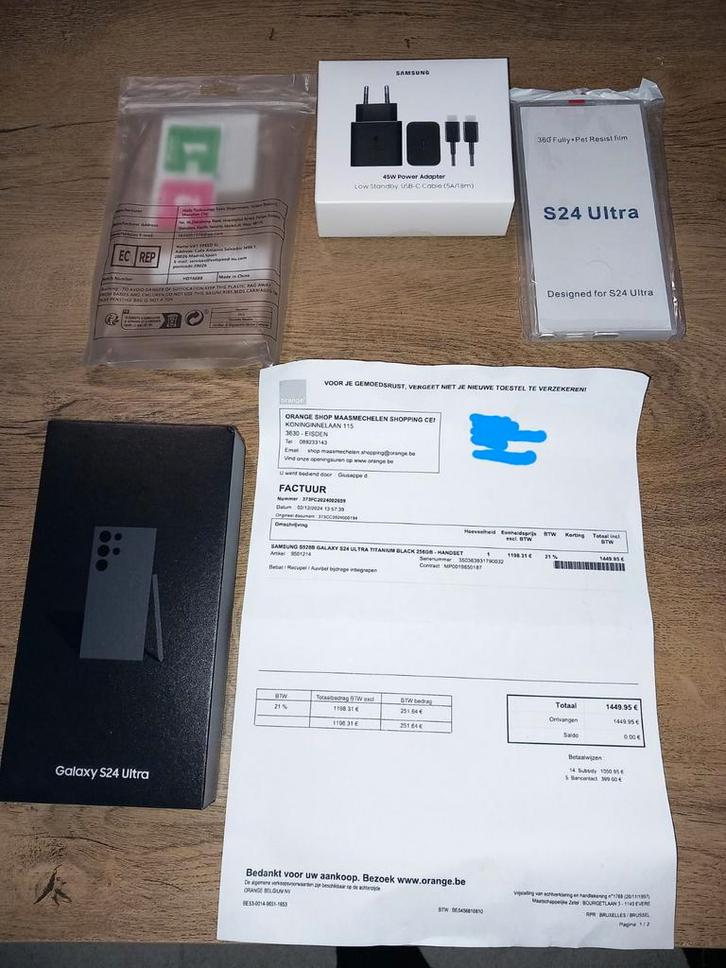 Samsung Galaxy S24 Ultra 256GB Titanium Black - Nieuw, Telecommunicatie, Mobiele telefoons | Toebehoren en Onderdelen, Nieuw, Samsung