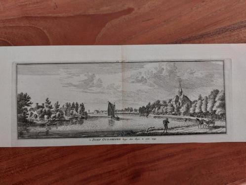 265-266 / 't Dorp Oudshoorn langs den Rijn te zien in 1749, Antiek en Kunst, Kunst | Etsen en Gravures, Ophalen of Verzenden