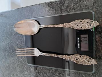 Lepel en vork zilver gewicht 103 gram beschikbaar voor biedingen