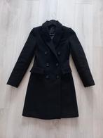 Mango - Double-breasted lange jas van wol in zwart maat XXS, Kleding | Dames, Jassen | Winter, Ophalen of Verzenden, Zo goed als nieuw
