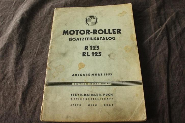Puch R125 RL125 1953 motor roller ersatzteil katalog scooter, Motoren, Handleidingen en Instructieboekjes, Overige merken, Ophalen of Verzenden