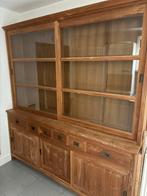Teakhout buffetkast wandkast wandmeubel met Glas en lades, Huis en Inrichting, Kasten | Buffetkasten, Ophalen, 200 cm of meer