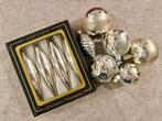 ⭐️ Set vintage kerstballen glas zilverkleurig pegels kerst, Ophalen of Verzenden, Gebruikt