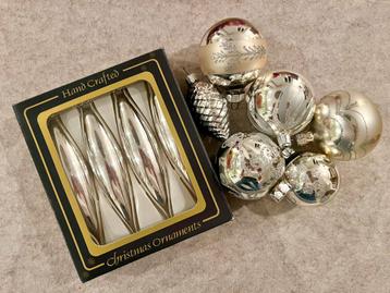 ⭐️ Set vintage kerstballen glas zilverkleurig pegels kerst beschikbaar voor biedingen