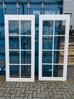 Openslaande hardhouten deuren met glas, Doe-het-zelf en Verbouw, Kozijnen en Schuifpuien, Gebruikt, Deurkozijn, Hout, Ophalen